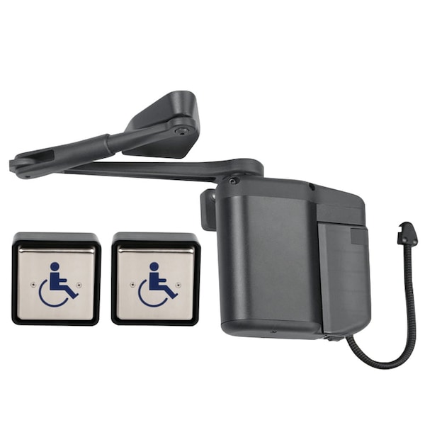 Norton Co Kit includes ADAEZ PRO Door Operator, Pull Side Regular Arm, Black Textured Powder Coat 5845XSQPB 693T - main